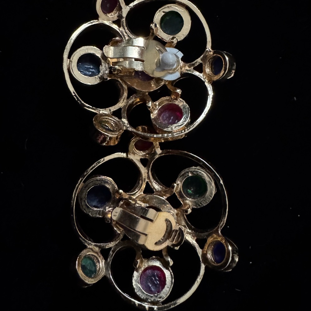 Chanel Vintage Gripoix-Style Multicolor Glass Cabochon Earrings - Picture 5 of 5